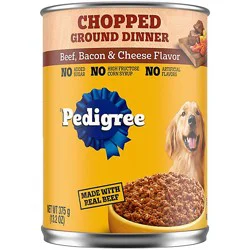 Pedigree Chopped Ground Dinner Beef Bacon & Cheese Flavor Adult Canned Soft Wet Dog Food - 13.2 Oz