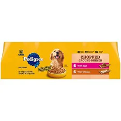 Pedigree Chopped Ground Dinner Beef/chicken Adult Soft Wet Dog Food Cans Variety Pack - 12-13.2 Oz