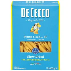 De Cecco Pasta No. 40 Penne Lisce Box - 1 Lb