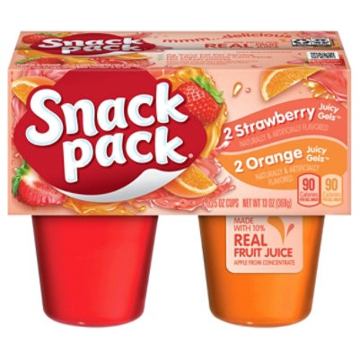 slide 1 of 1, Snack Pack Orange Strawberry Flavored Juicy Gels - 4-3.25 Oz, 13 oz