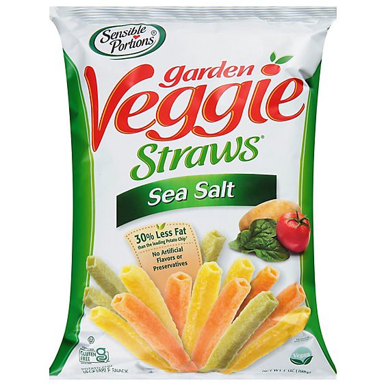 slide 1 of 9, Sensible Portions Garden Veggie Straws Sea Salt - 7 Oz, 7 oz