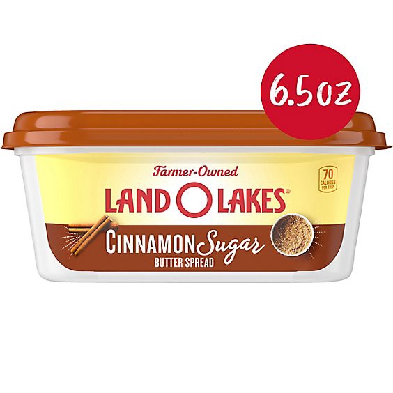 slide 1 of 1, Land O Lakes Cinnamon Sugar Butter Spread Spreadable Tub - 6.5 Oz, 6.5 oz