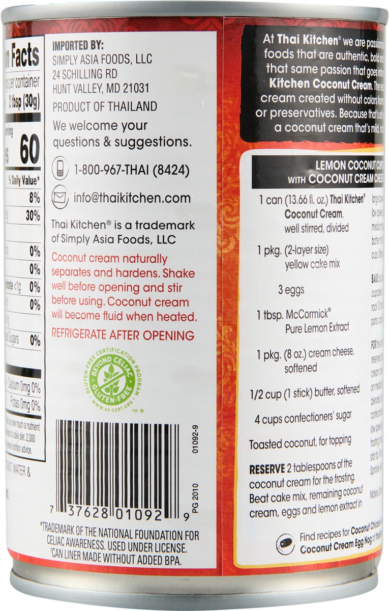 slide 11 of 12, Thai Kitchen Gluten Free Unsweetened Coconut Cream - 13.66 Fl. Oz., 13.66 fl oz