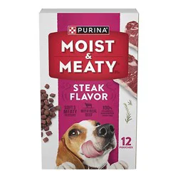 Purina Moist & Meaty Mainline Steak Flavor Wet Dog Food 12 Count - 72 Oz