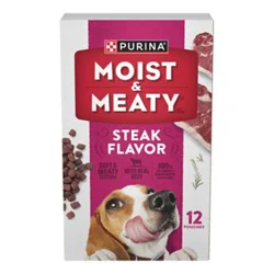 Purina Moist & Meaty Mainline Steak Flavor Wet Dog Food 12 Count - 72 Oz