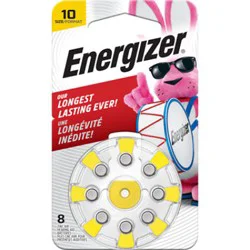 Energizer Yellow Tab Size 10 Hearing Aid Batteries - 8 Count