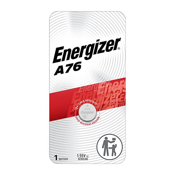 slide 1 of 1, Energizer A76 1.5 Volt Miniature Alkaline Button Batteries - Each, 1 ct