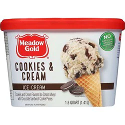 Meadow Gold Cookies And Cream Ice Cream Scround - 1.5 Quart