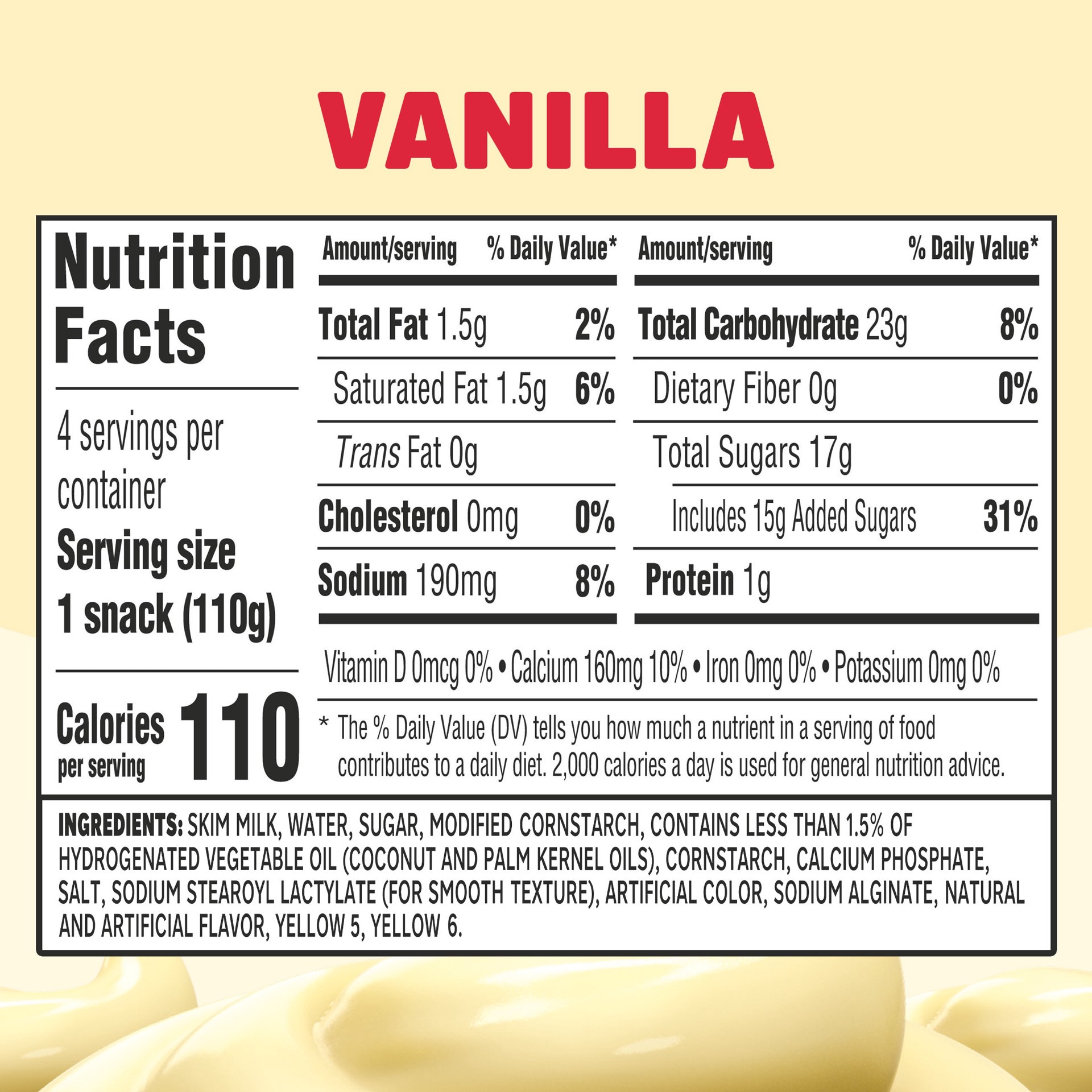 slide 4 of 8, Jell-O Original Vanilla Artificially Flavored Ready-To-Eat Pudding Snack - 4 Count, 4 ct; 3.87o