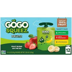Gogo Squeez Applesauce Variety Pack Apple Banana Strawberry - 12-3.2 Oz