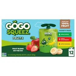 Gogo Squeez Applesauce Variety Pack Apple Banana Strawberry - 12-3.2 Oz