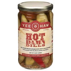 Yee-Haw Pickle Co. Pickles Dills Hot Damn - 24 Oz