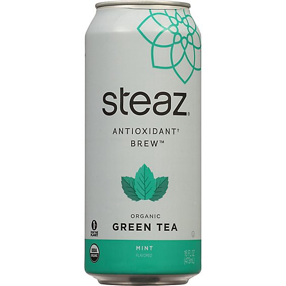 slide 1 of 1, Steaz Iced Green Tea Organic Lightly Sweetened Mint - 16 Fl. Oz., 16 fl oz