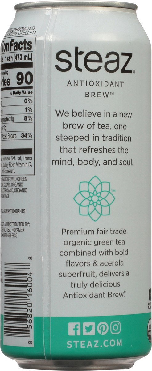 slide 5 of 12, Steaz Iced Green Tea Organic Lightly Sweetened Mint - 16 Fl. Oz., 16 fl oz