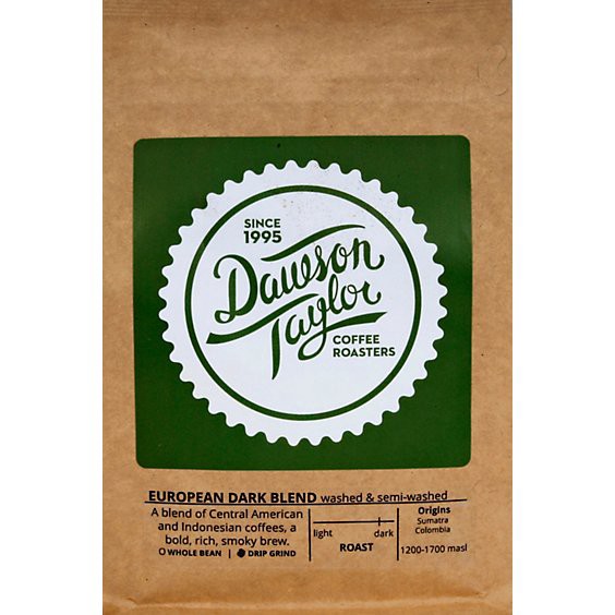 slide 1 of 1, Dawson Taylor European Dark Blend Coffee - 12 Oz, 12 oz