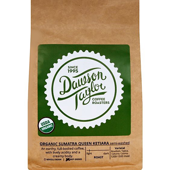 slide 1 of 1, Dawson Taylor Organic Sumatra Coffee - 12 Oz, 12 oz