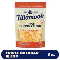 Tillamook Farmstyle Thick Cut Triple Cheddar Cheese Blend Shredded Cheese - 8 Oz