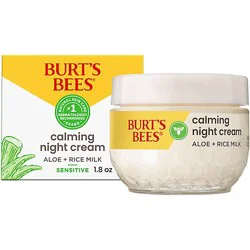 Burt's Bees Sensitive Calming Night Cream With Aloe And Rice Milk - 1.8 Oz.