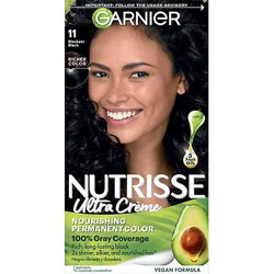 Garnier Nutrisse Nourishing Hair Color Creme With Five Oils 11 Blackest Black (Peppercorn) Kit - Each