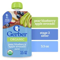 Gerber 2nd Foods Organic Pear Blueberry Apple Avocado Baby Food Pouch - 3.5 Oz