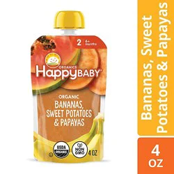 Happy Baby Organics Stage 2 Bananas Sweet Potatoes & Papaya Pouch - 4 Oz