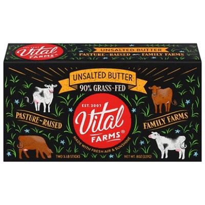 slide 1 of 1, Vital Farms Grass Fed Unsalted Butter - 8 Oz, 8 oz