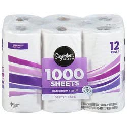 Signature Select 1 Ply Wrapper Bathroom Tissue - 12 Count