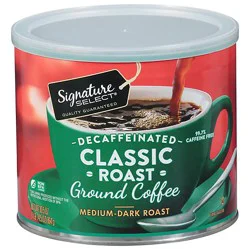 Signature Select Coffee Ground Medium Dark Roast Classic Roast Decaffeinated - 30.5 Oz