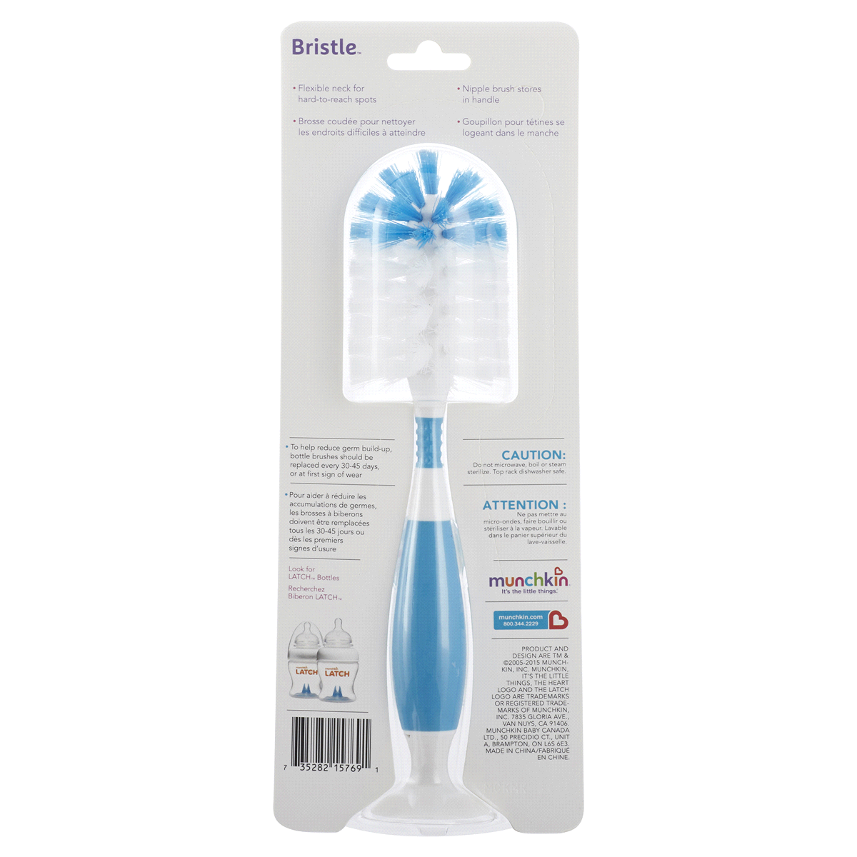 slide 12 of 13, Munchkin Bristle Bottle Brush - Blue, 1 ct