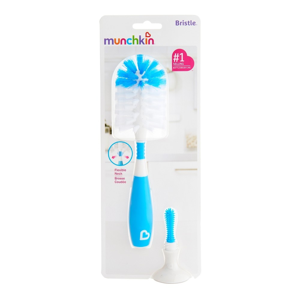 slide 5 of 13, Munchkin Bristle Bottle Brush - Blue, 1 ct