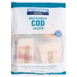 Waterfront Bistro Boneless Skinless Wild Alaskan Cod Fillets - 16 Oz