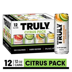 Truly Hard Seltzer Spiked And Sparkling Water Citrus Variety 5% Abv Slim Cans - 12-12 Fl. Oz.
