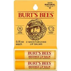 Burts Bees Original Beeswax 100% Natural Origin Moisturizing Lip Balm Tube - 2 Count