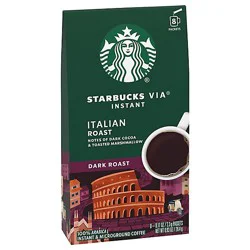 Starbucks Via Instant Coffee Dark Roast Italian Roast Packets - 8-0.11 Oz