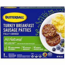 Butterball All Natural Sausage Turkey Breakfast Patties - 8 Oz