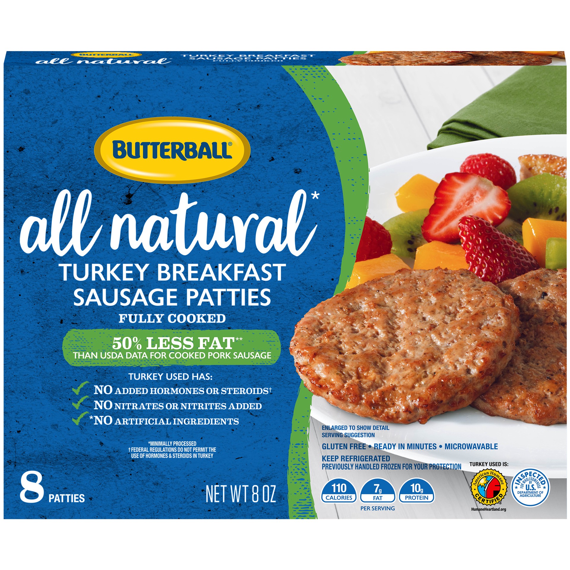 slide 7 of 13, Butterball All Natural Sausage Turkey Breakfast Patties - 8 Oz, 8 oz