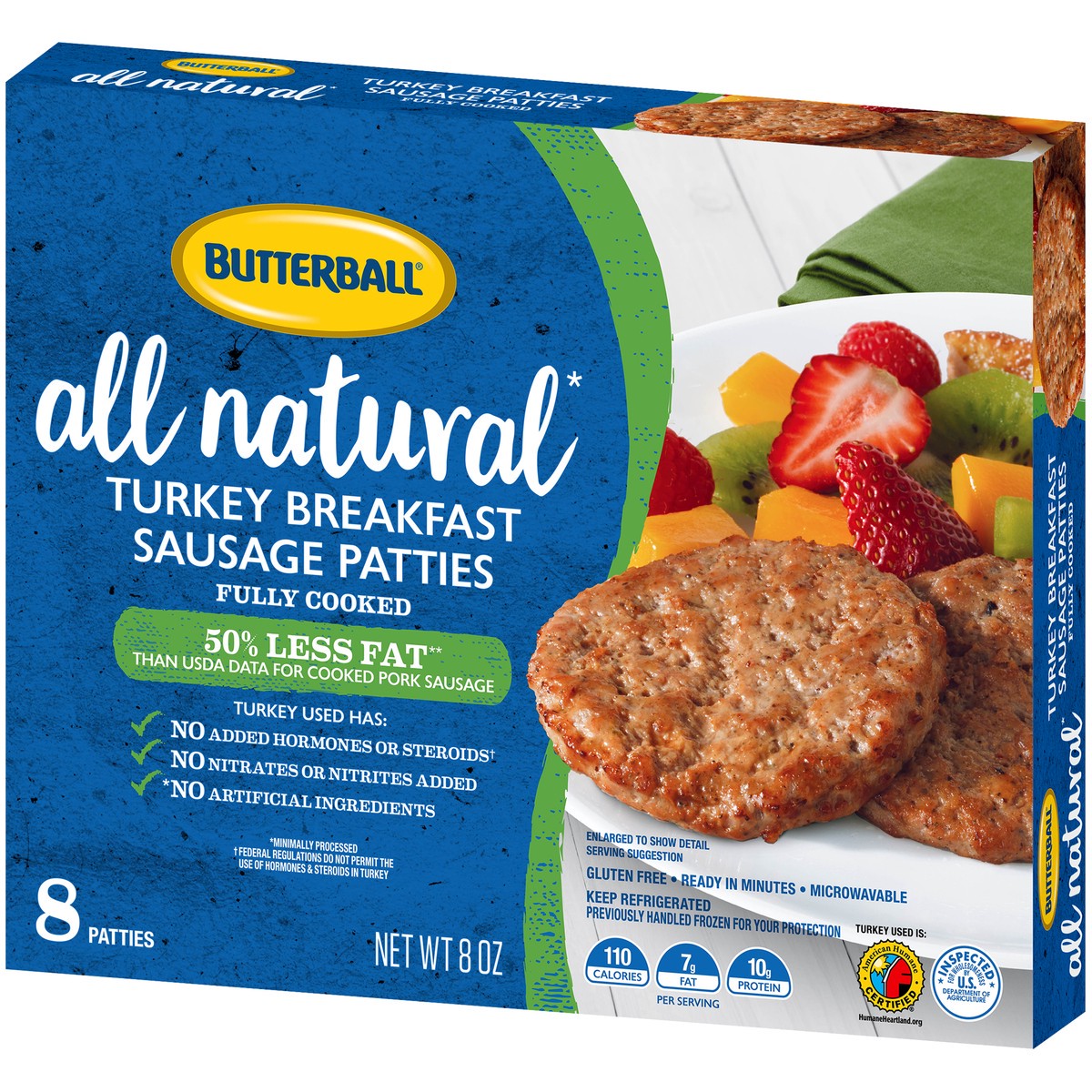 slide 6 of 13, Butterball All Natural Sausage Turkey Breakfast Patties - 8 Oz, 8 oz