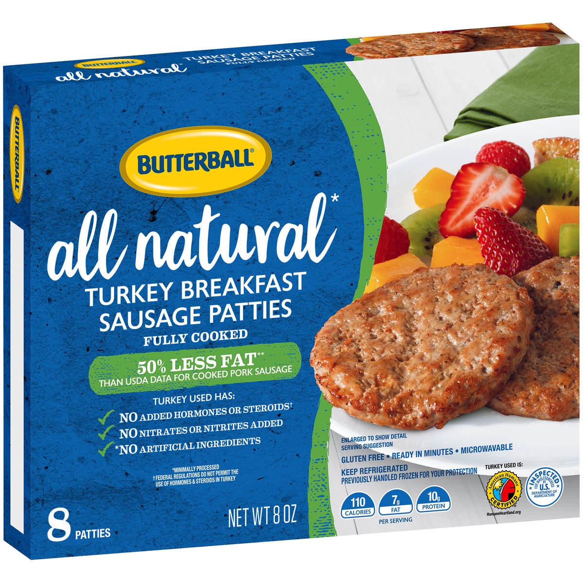 slide 10 of 13, Butterball All Natural Sausage Turkey Breakfast Patties - 8 Oz, 8 oz
