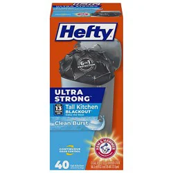 Hefty Trash Bags Drawstring Ultra Strong Blackout Tall 13 Gallon Clean Burst - 40 Count