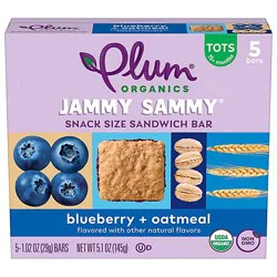 Plum Kids Jammy Sammy Organic Sandwich Bar Snack Size Blueberries & Oatmeal - 5-1.03 Oz