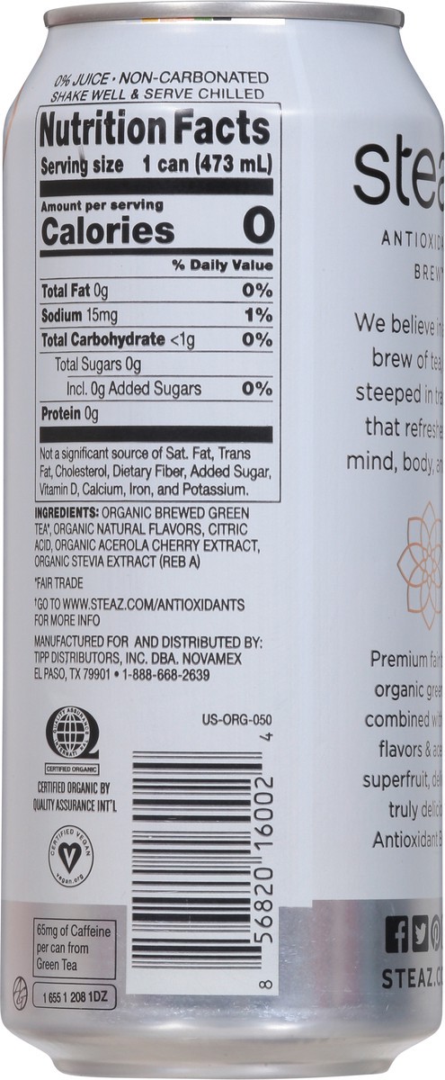 slide 11 of 14, Steaz Iced Green Tea Zero Calorie Peach Mango - 16 Fl. Oz., 16 fl oz