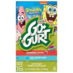 Yoplait Go-Gurt Yogurt Low Fat Spongebob Squarepants Strawberry/cotton Candy - 16-2 Oz