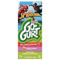 Yoplait Go-Gurt Yogurt Low Fat Marvel Avengers Strawberry/punch - 8-2 Oz