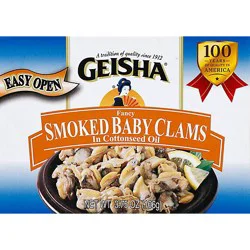 Geisha Clams Baby Fancy Smoked In Cottonseed Oil - 3.75 Oz