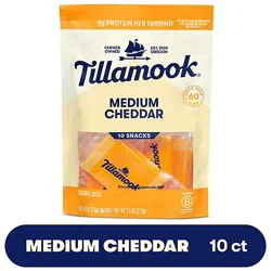 Tillamook Medium Cheddar Cheese Snack Portions 10 Count - 7.5 Oz