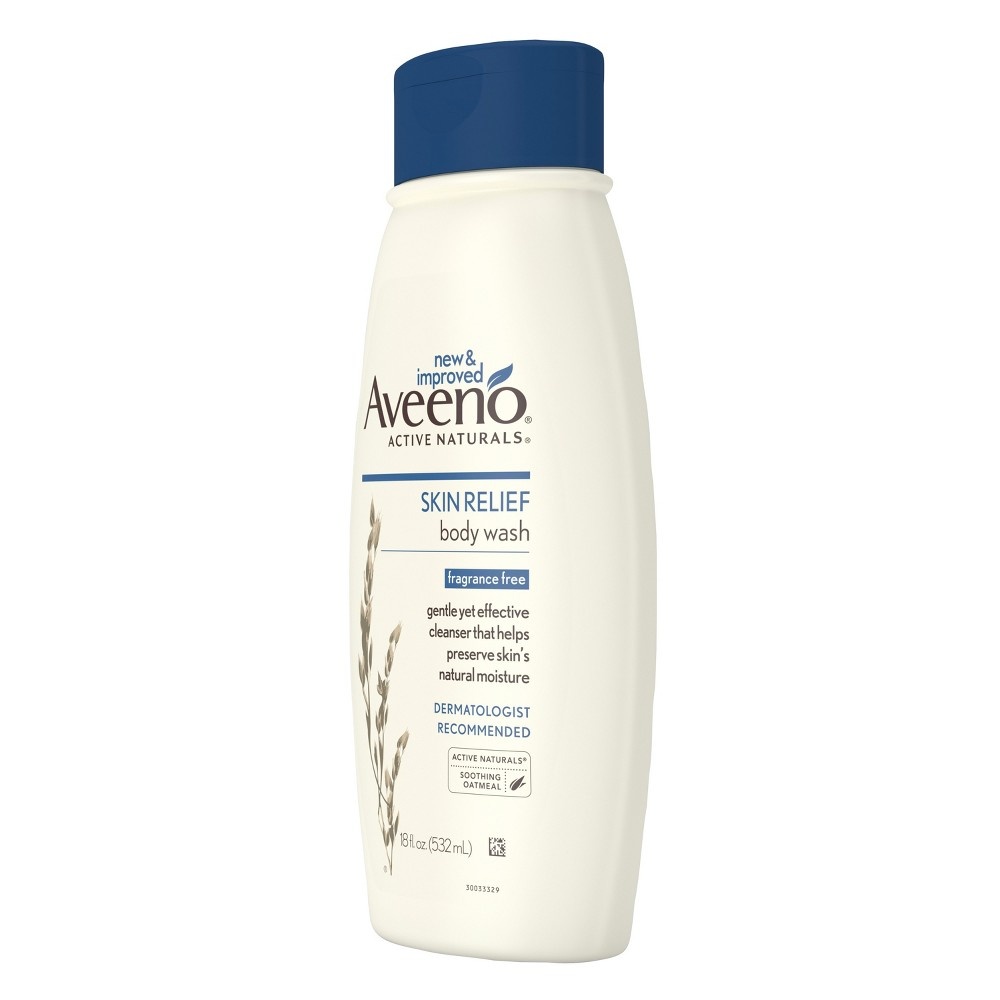 slide 4 of 10, Aveeno Skin Relief Fragrance Free Body Wash, 18 oz