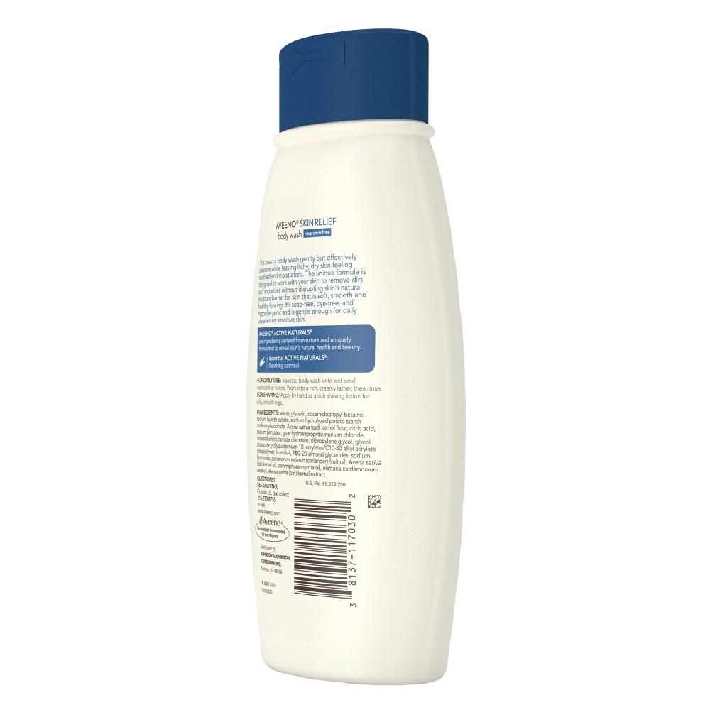 slide 5 of 10, Aveeno Skin Relief Fragrance Free Body Wash, 18 oz