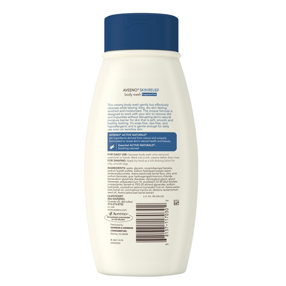 slide 8 of 10, Aveeno Skin Relief Fragrance Free Body Wash, 18 oz