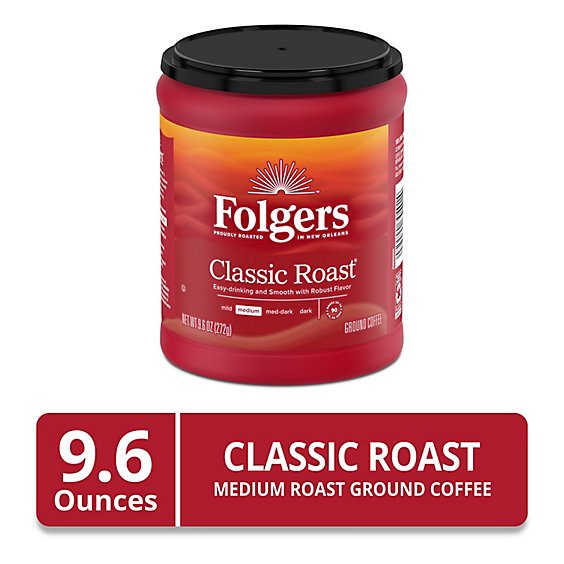 slide 1 of 6, Folgers Classic Medium Roast - 9.6 Oz, 9.6 oz