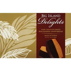 Big Island Delights Macadamia Shortbread Dark Chocolate Dipped - 10 Oz